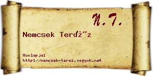 Nemcsek Teréz névjegykártya